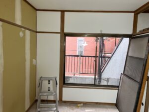 2階和室の内装リフォーム施工中の様子