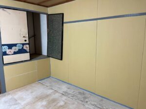 尼崎市の内装リフォームで壁下地補修を行った施工状況