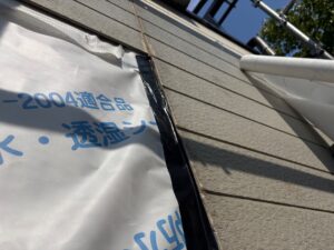 尼崎市 サイディング雨漏り修理 防水シートとブチルテープ施工